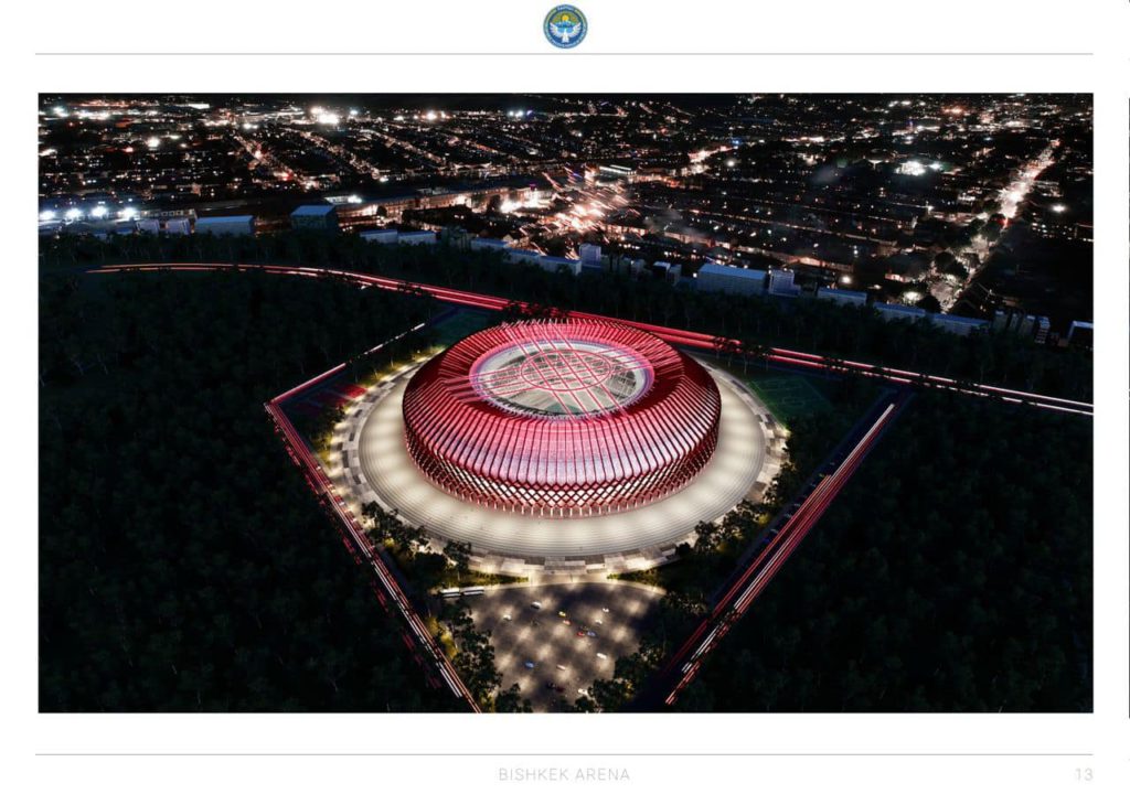 "Борбор Азиядагы 45 000 көрүүчүгө ылайыкталган эң чоң стадион": президент жаңы стадион эки жылдан кийин пайдаланууга берилерин билдирди