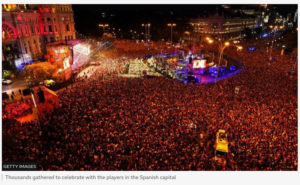 Мадридде миңдеген адамдар Испания курамасын тосуп чыгышты